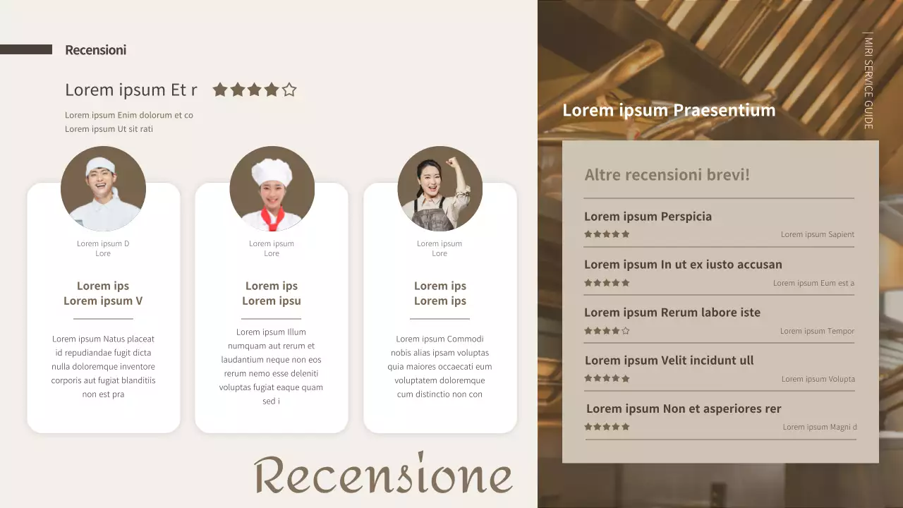 Guida al servizio di cucina condivisa ordinata in toni marroni Presentazione PPT