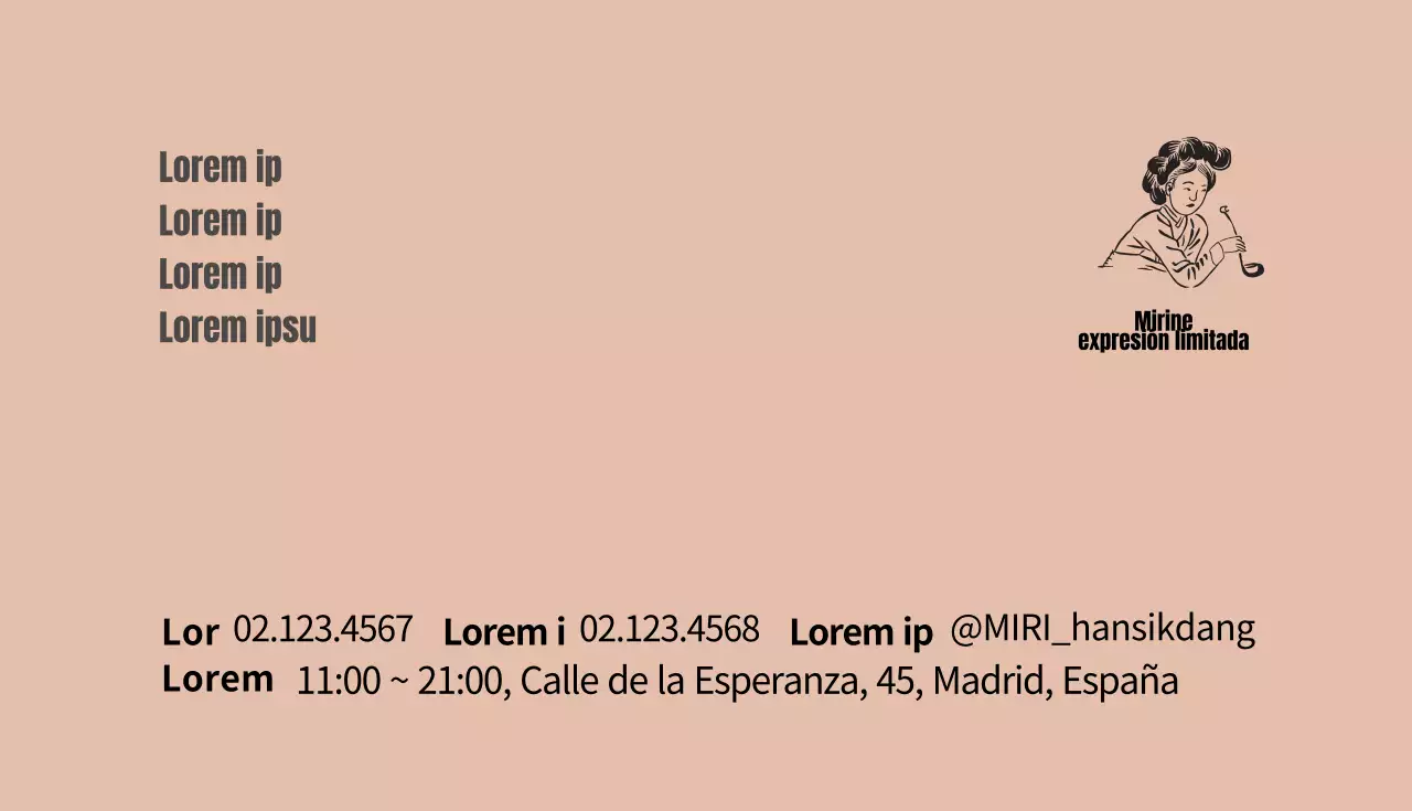 Tarjeta de visita ilustrada marrón claro para restaurante