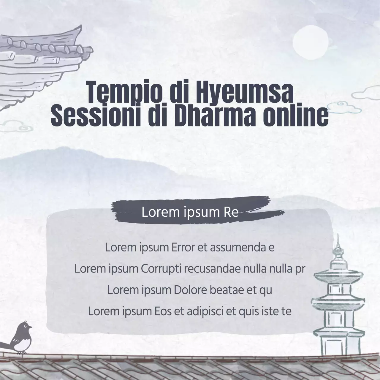 Grigio Concetto tradizionale Avviso di sessione Dharma online