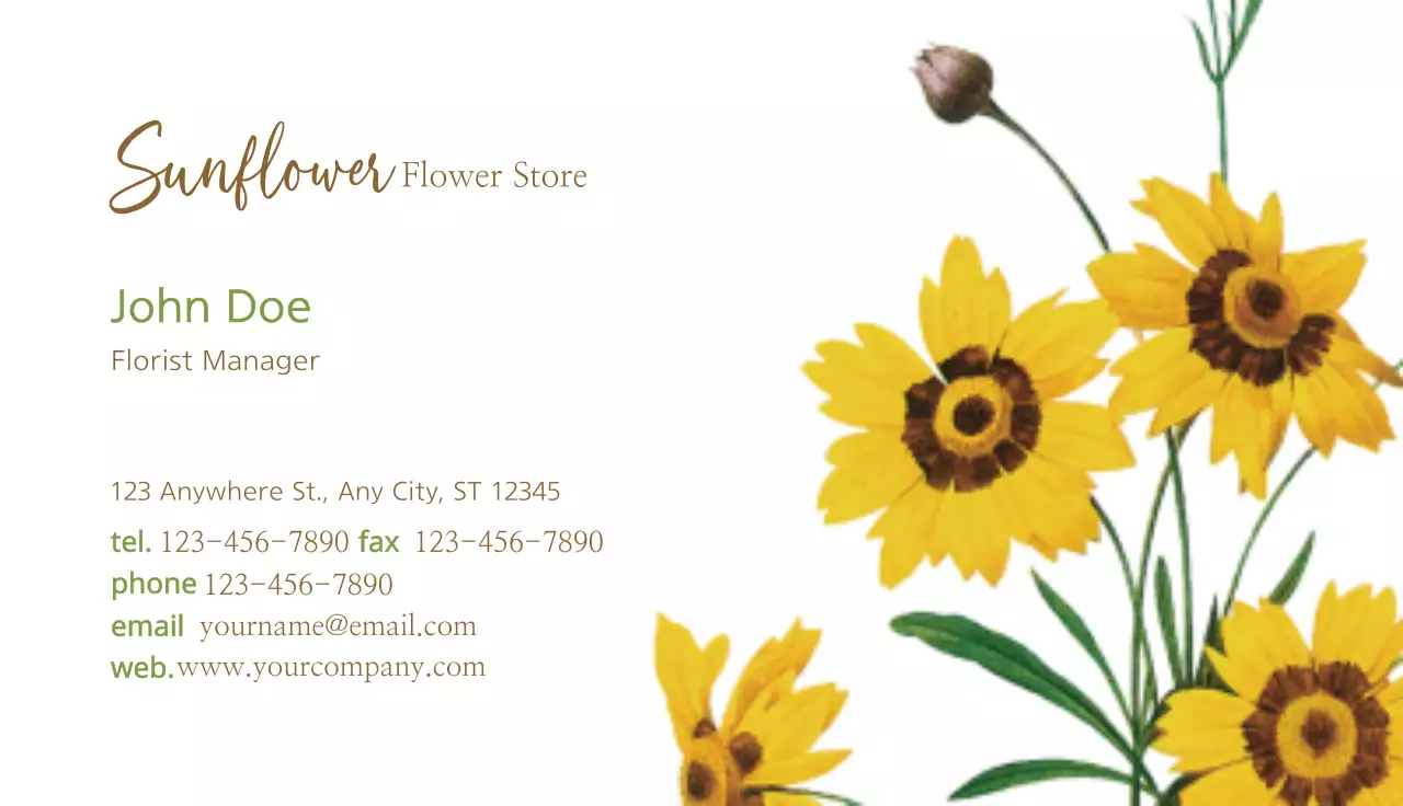 Yellow Floral Flower Business Card