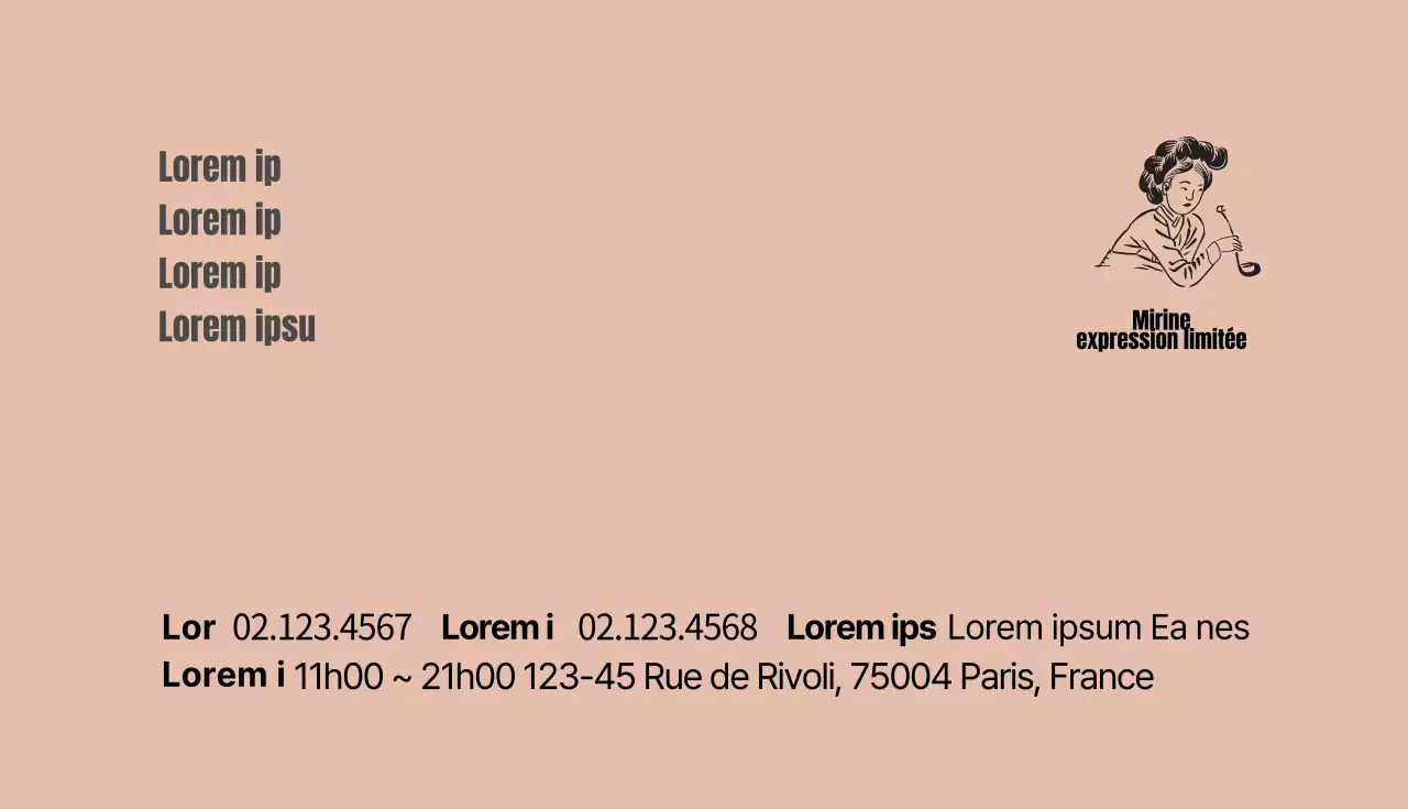 Carte de visite de restaurant illustrée en marron clair