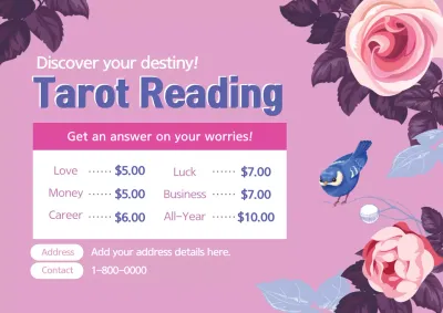 Pink Floral Tarot Promotion Poster