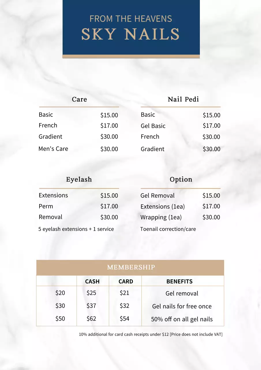 White Modern Nail Menu Poster