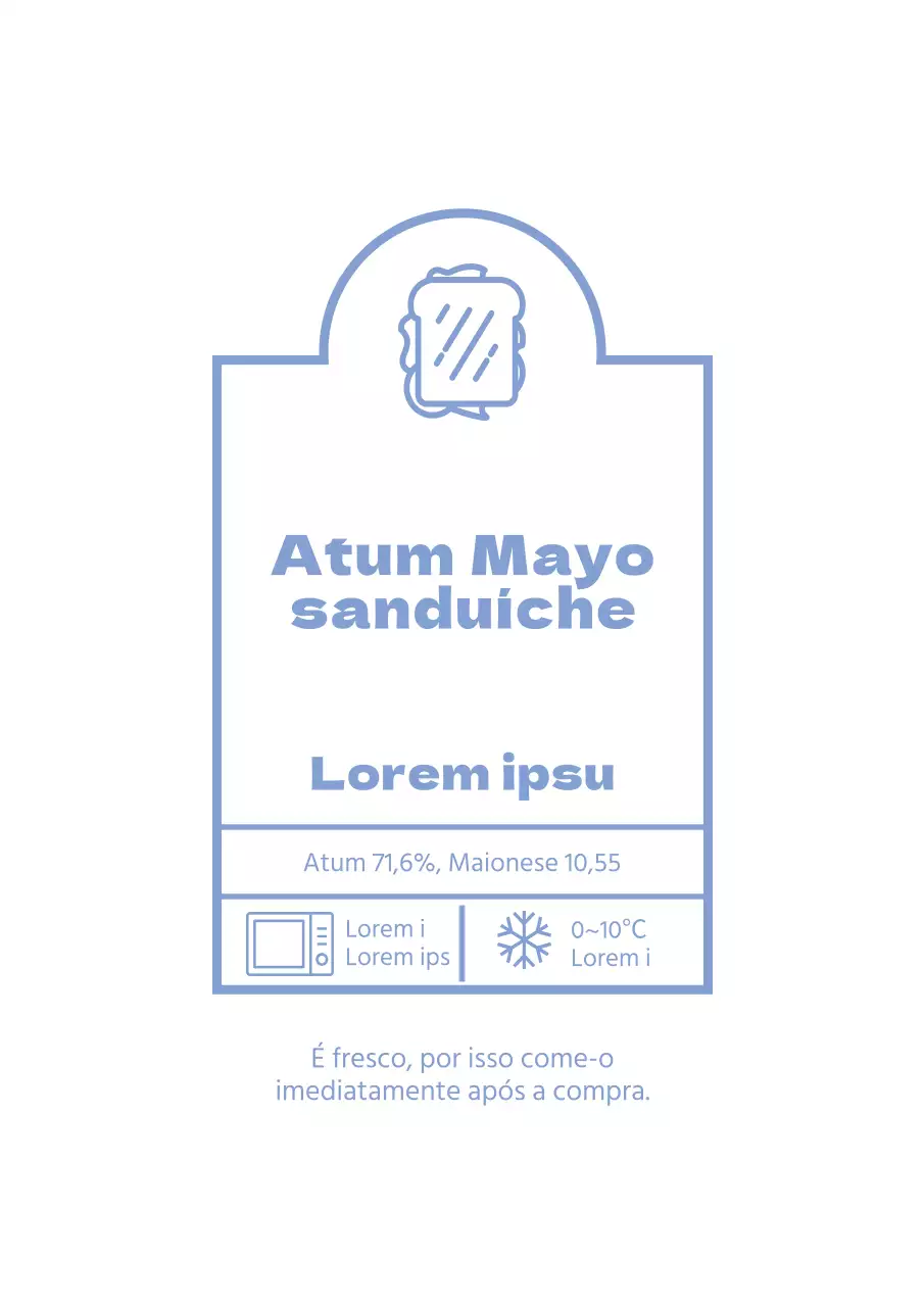 Cartaz de design simples de rótulo de sanduíche de maionese de atum em azul celeste