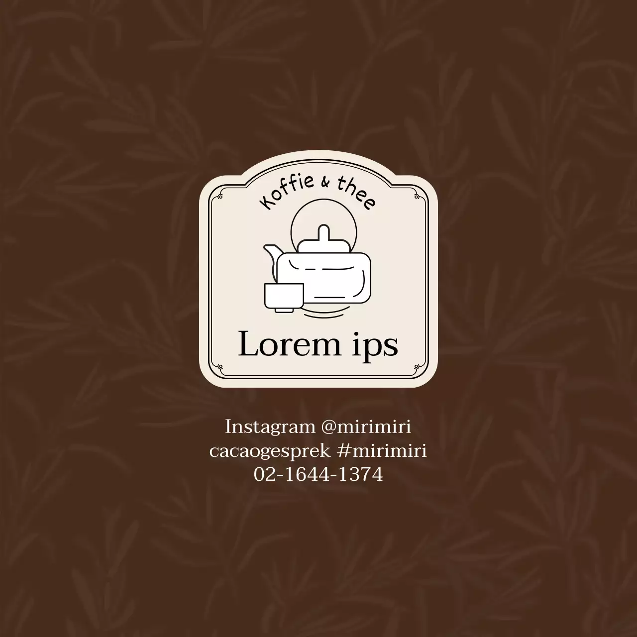 Bruin Ivoor Geïllustreerd Theecafé Theehuis Promotie