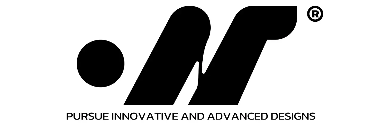 Logo perusahaan dengan logo simbol bahasa Inggris yang disederhanakan berwarna hitam