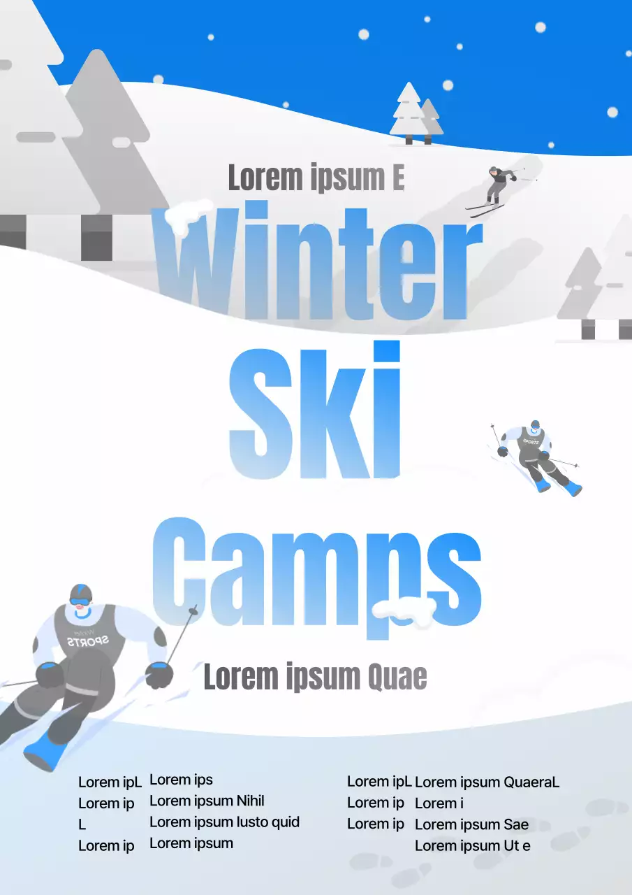 Winter skikamp werving met witte en blauwe achtergrond (webposter verticaal)