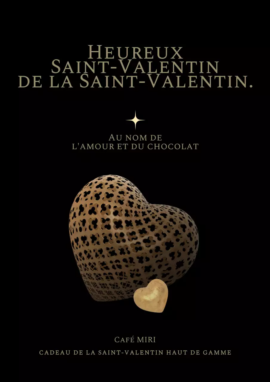 Concept de la Saint-Valentin sur fond noir et cœur doré en 3D