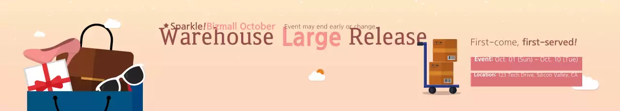 Banner de promoção de armazém moderno bege