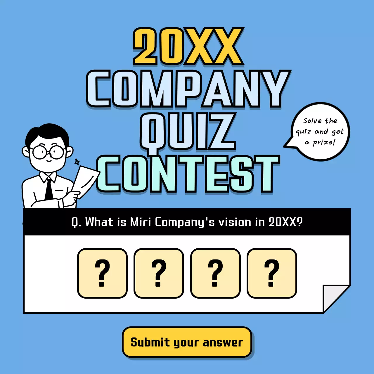 Blue Minimal Quiz Announcement Social Media Post