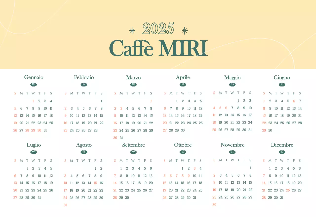 Calendario dei bar con i consigli per le bevande del mese