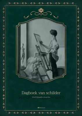 Een boekomslag in een groen, antiek vintage frame