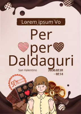 Evento popup di San Valentino a tema cioccolato marrone e rosa