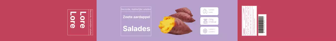 Etiket geïllustreerde zoete aardappelsalade