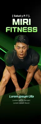 Fitness PT promocional en negro y verde fluorescente