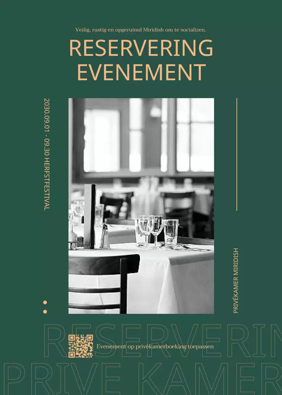 Een eenvoudig evenement voor een dinerreservering met een donkergroene achtergrond