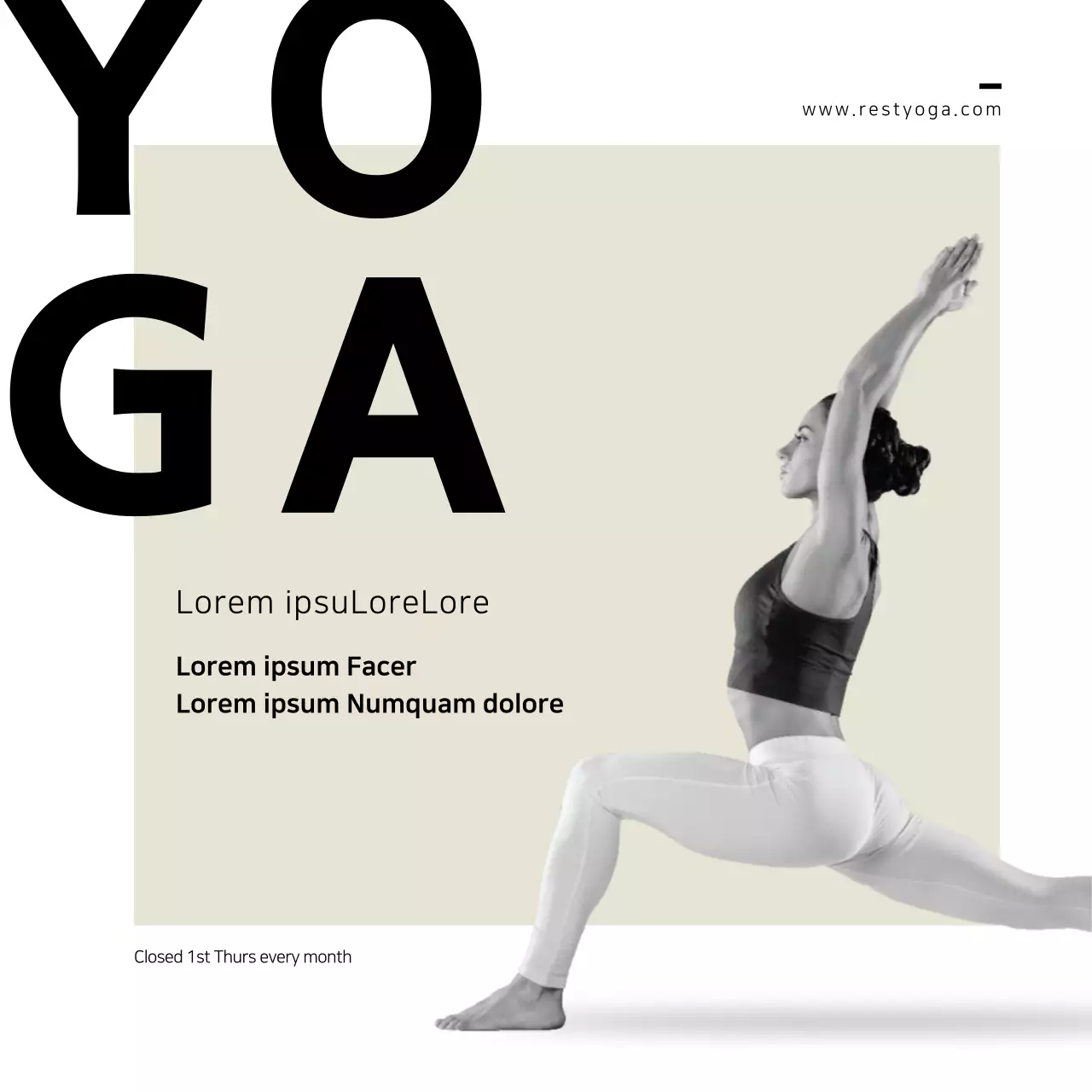 Banner de anúncio de ioga minimalista bege