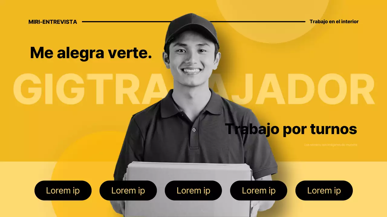 Entrevistas a trabajadores gig de amarillo y negro