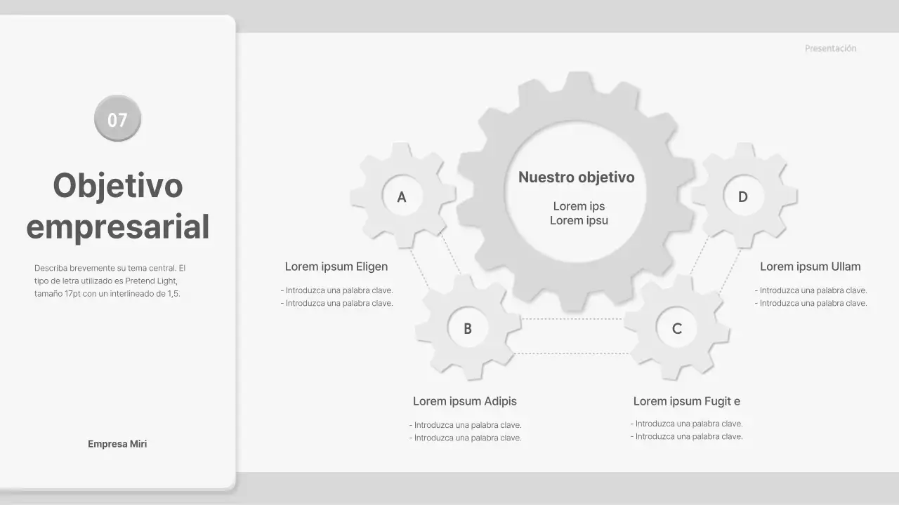Propuesta con elementos dentados tridimensionales de color gris