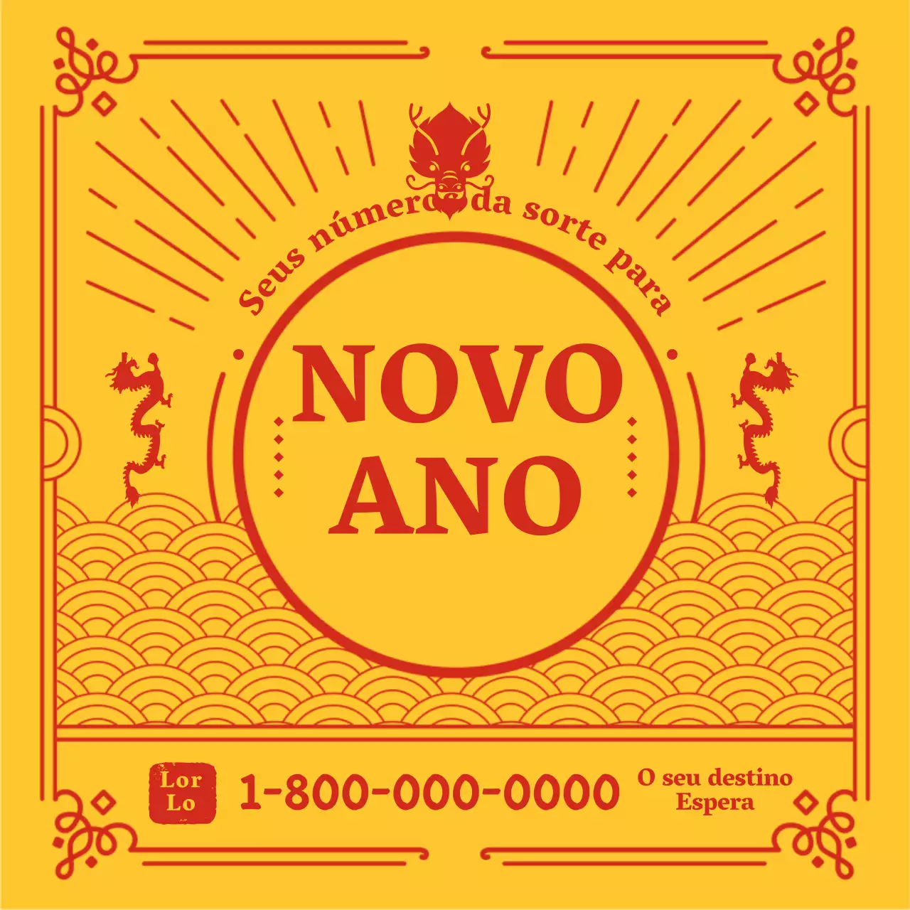 Tema do horóscopo de Ano Novo com um conceito de amuleto xamânico amarelo-vermelho