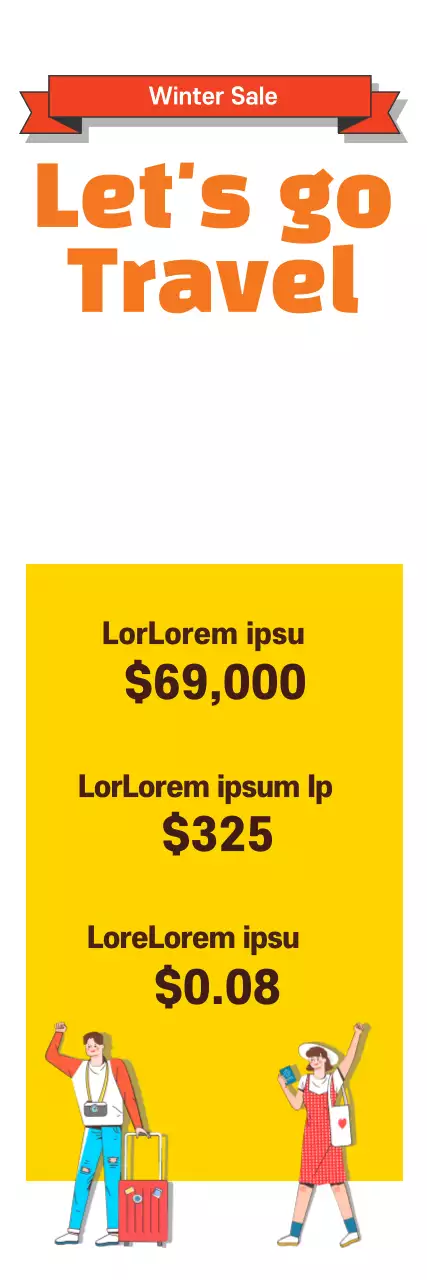 Banner de promoção de viagens da moda laranja