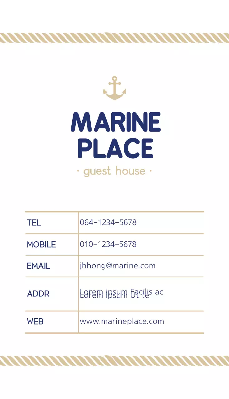 Danh thiếp nhà khách đơn giản của Navy