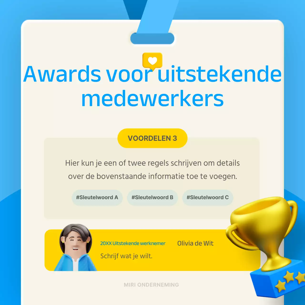 3D stereoscopisch concept in blauw en geel om in-house welzijn te introduceren