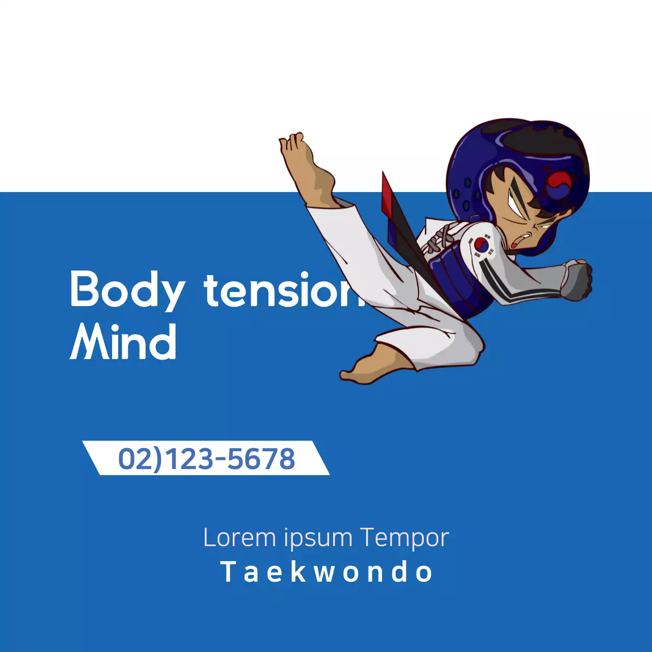 Banner de propaganda de artes marciais modernas azuis