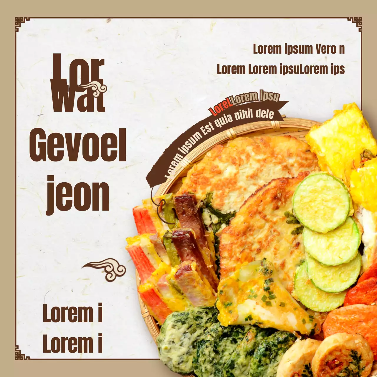 Bruine traditioneel geïnspireerde feestelijke Chuseok-maaltijdschotel te koop