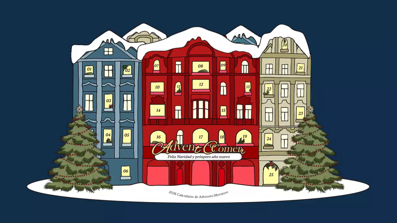 Calendario anticipado de Navidad en azul y rojo