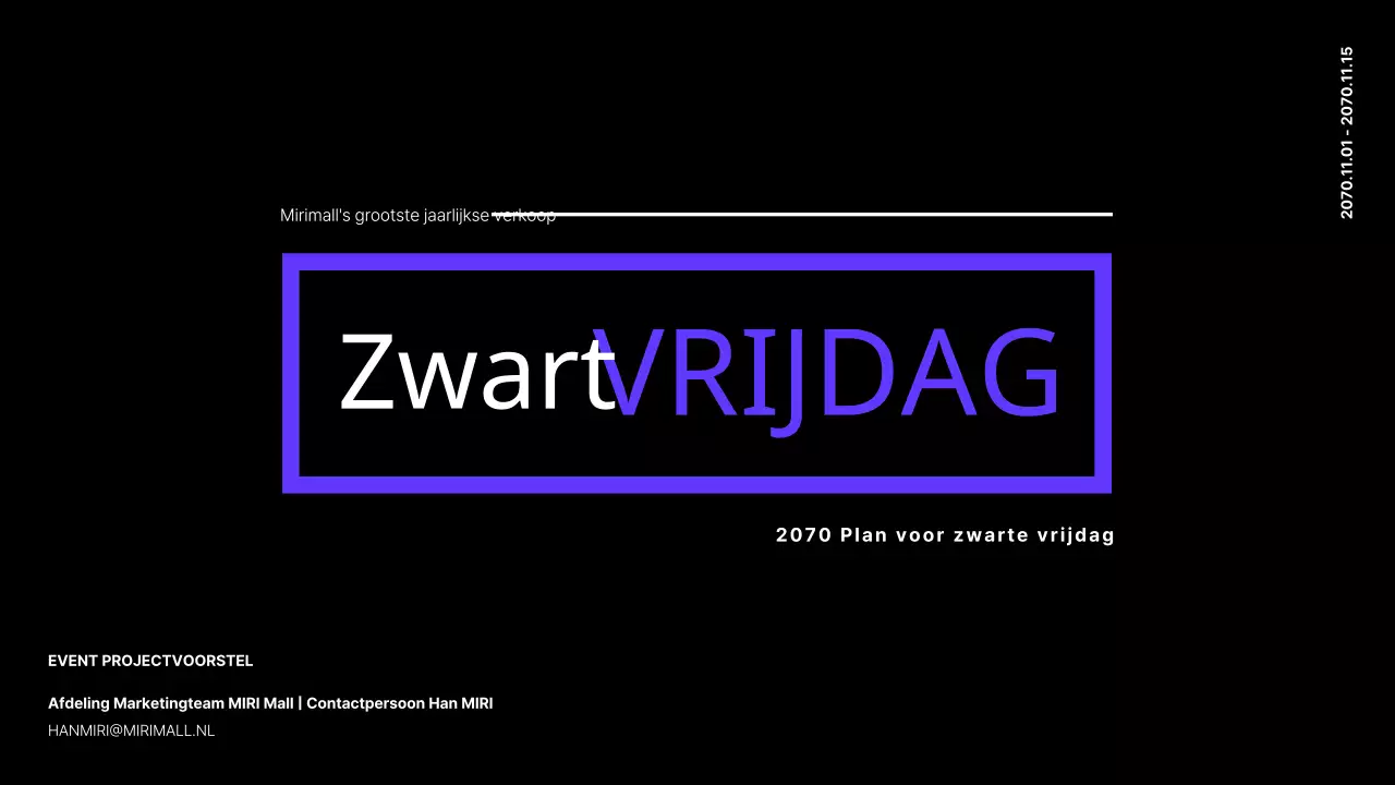 Zwarte vrijdag evenementenplanner voor winkelcentrum in zwart en paars