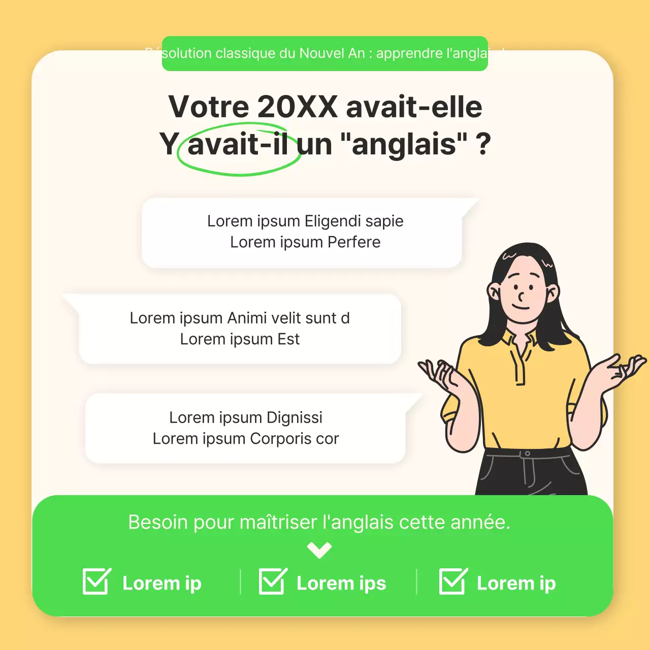 New Year's English Habits Challenge en chartreuse et jaune