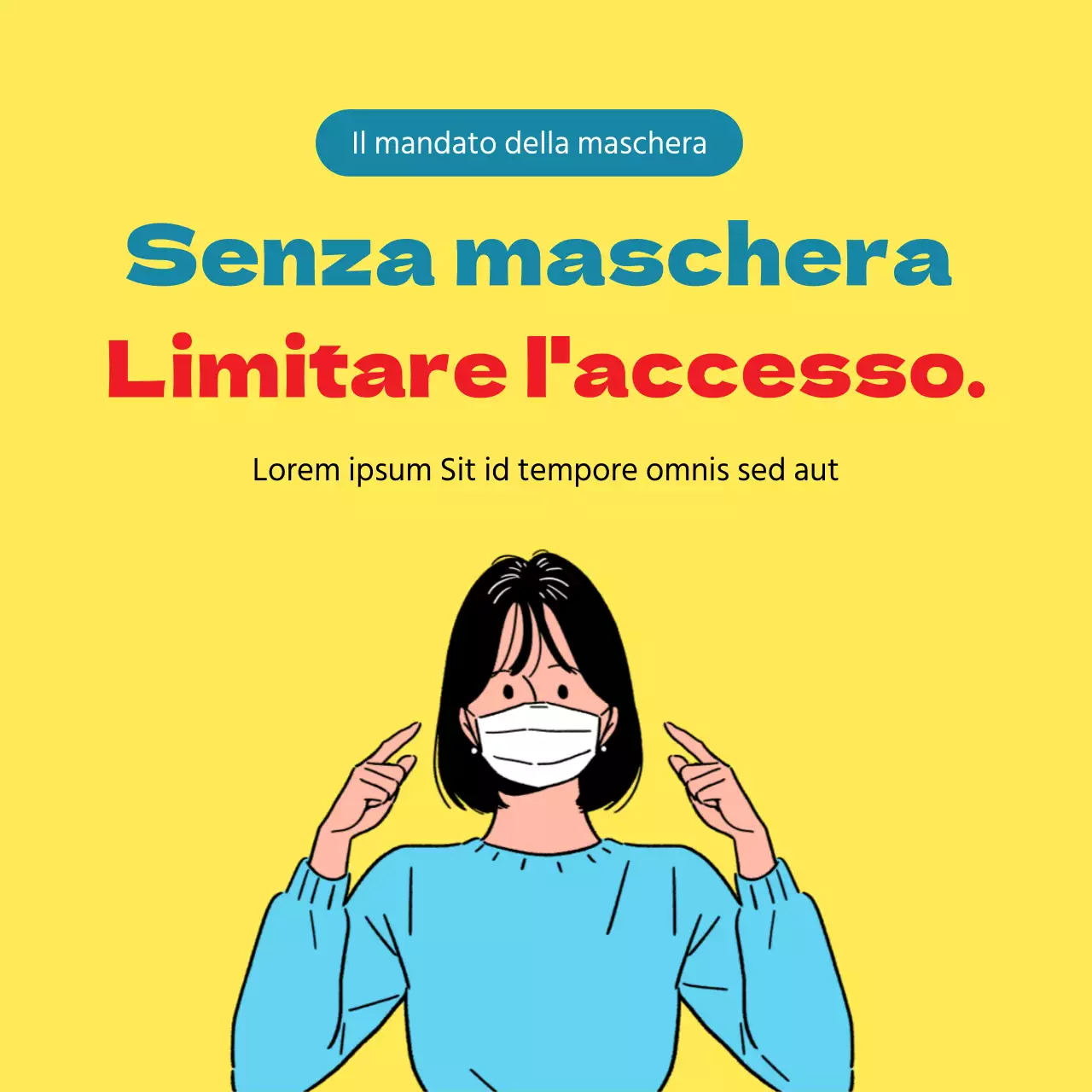 Istruzioni per indossare la maschera gialla per l'illustrazione dei personaggi
