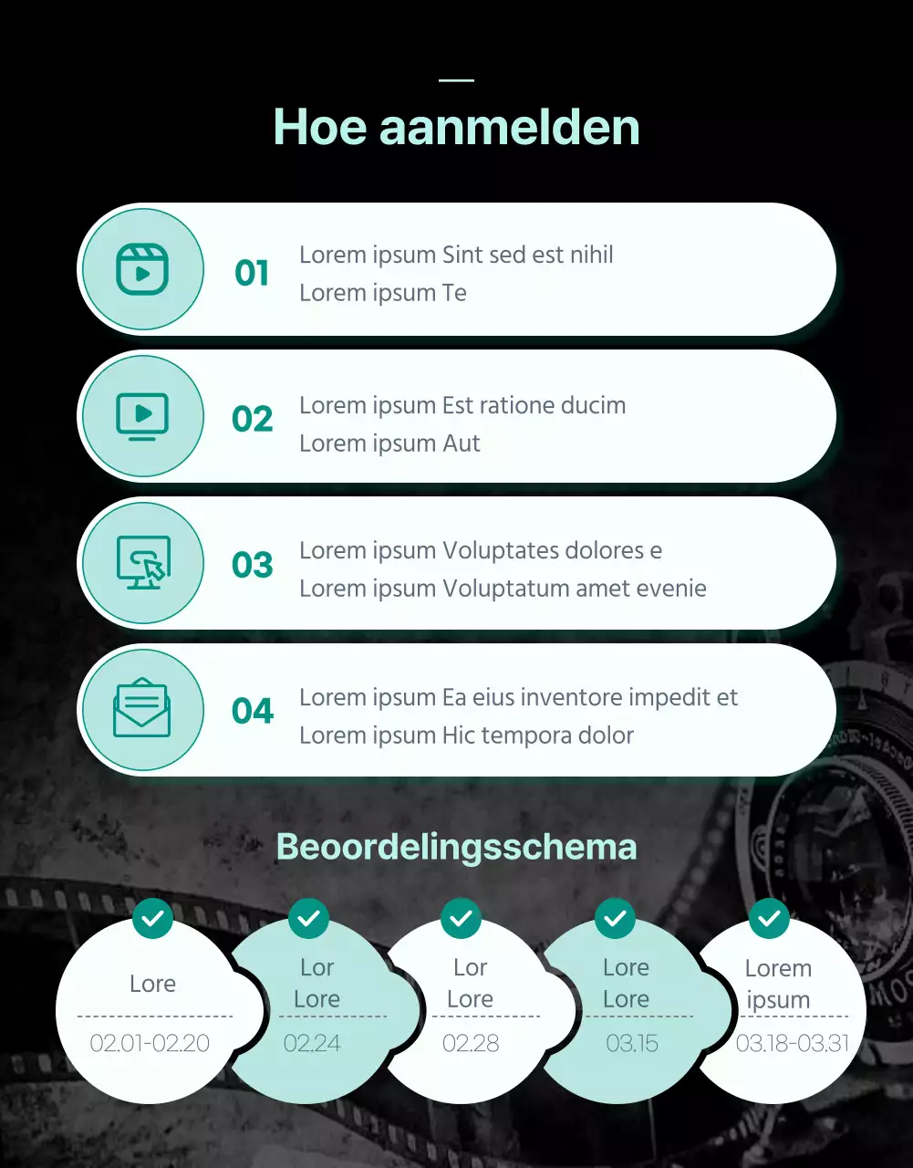 Een trendy, eenvoudige pop van mint op zwarte korte film Meer info