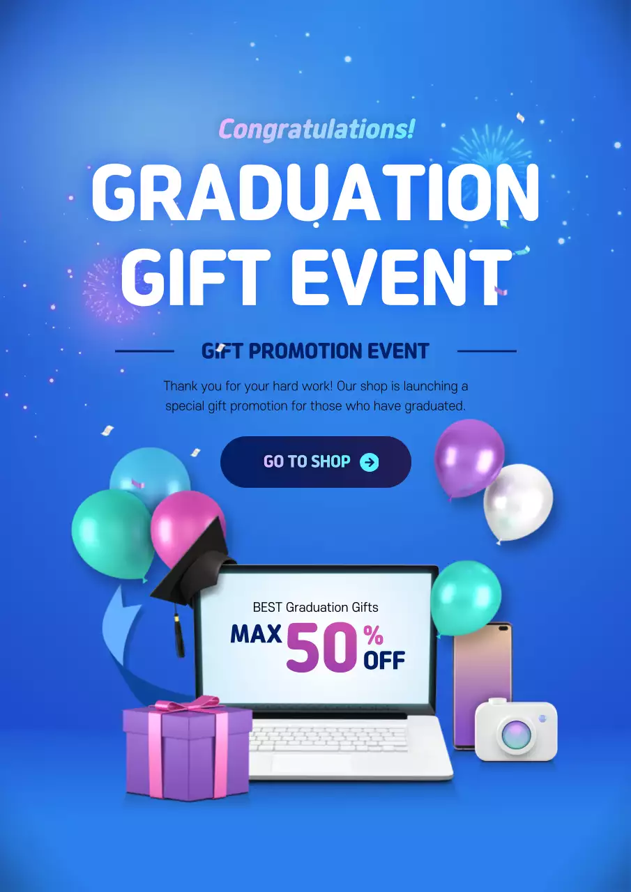 Blue Trendy Graduation Promotion Poster