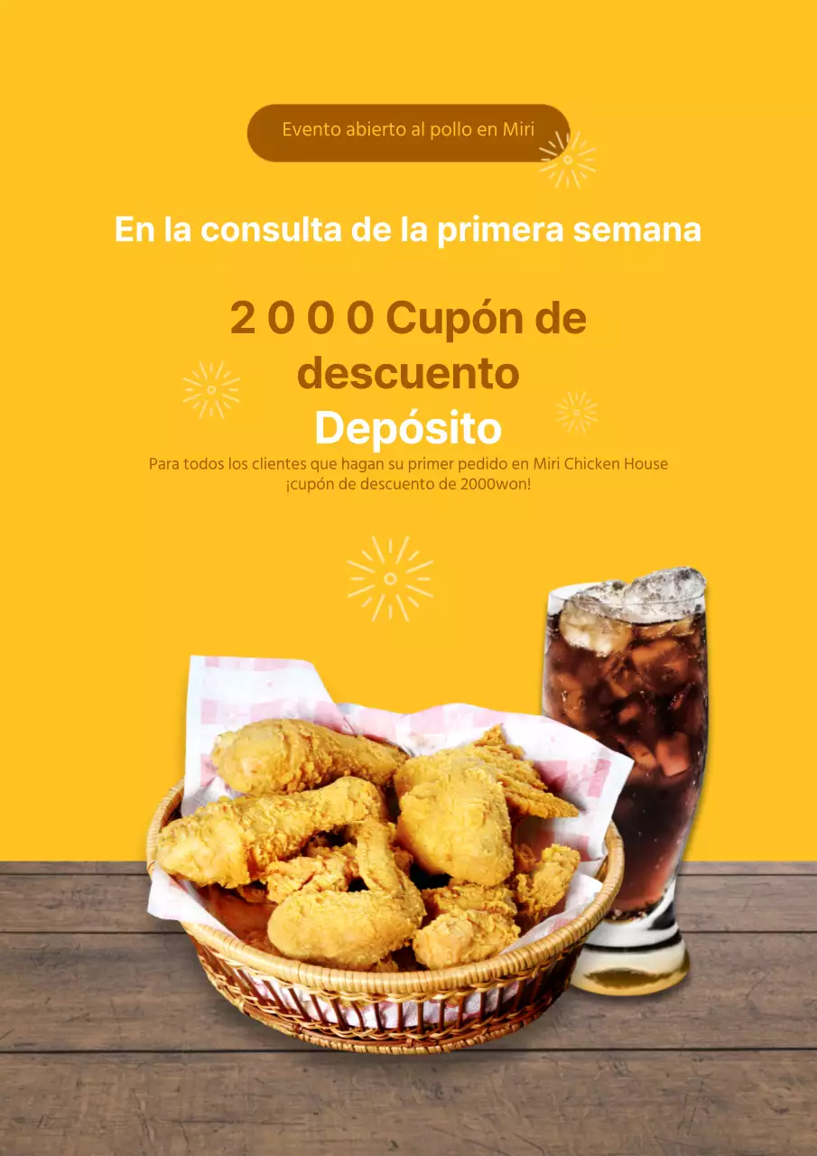 Cartel amarillo con descuento para el primer pedido