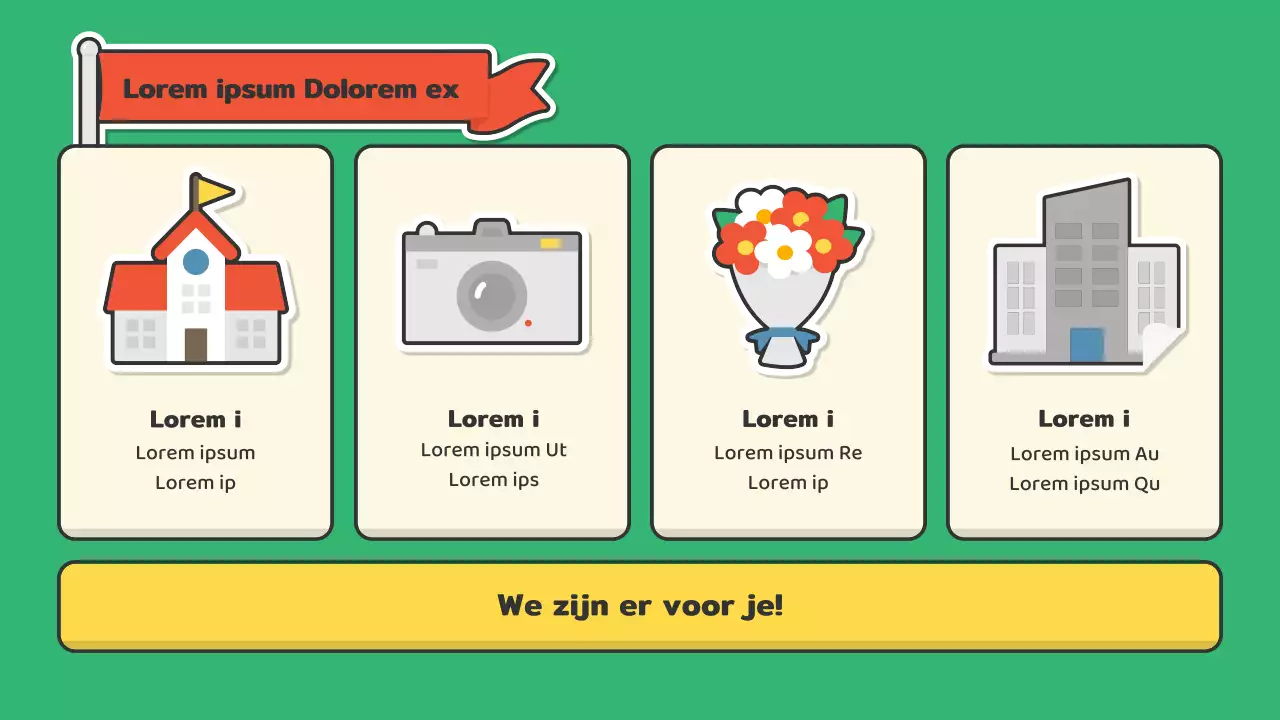 Een portfolio voor emcees in de performance-industrie met een schattig rood en groen stickerconcept