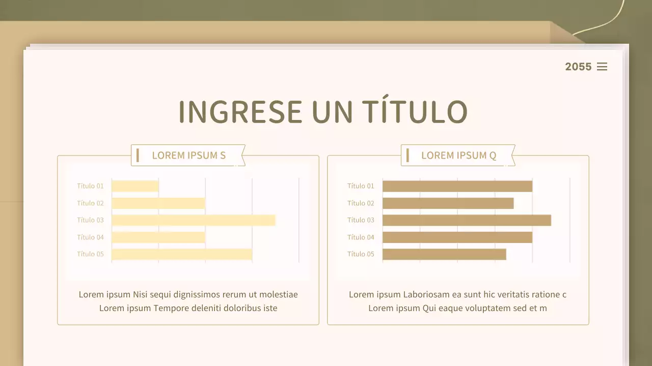 Para presentaciones con un concepto de documento limpio en tonos oliva y beige