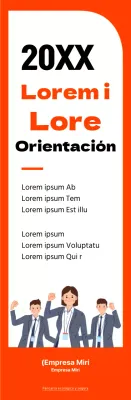 Marco de estilo sencillo en naranja y negro para información de orientación de nuevos empleados