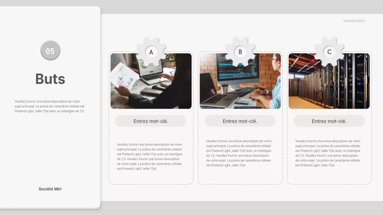 Proposition avec des éléments de rouage gris et tridimensionnels
