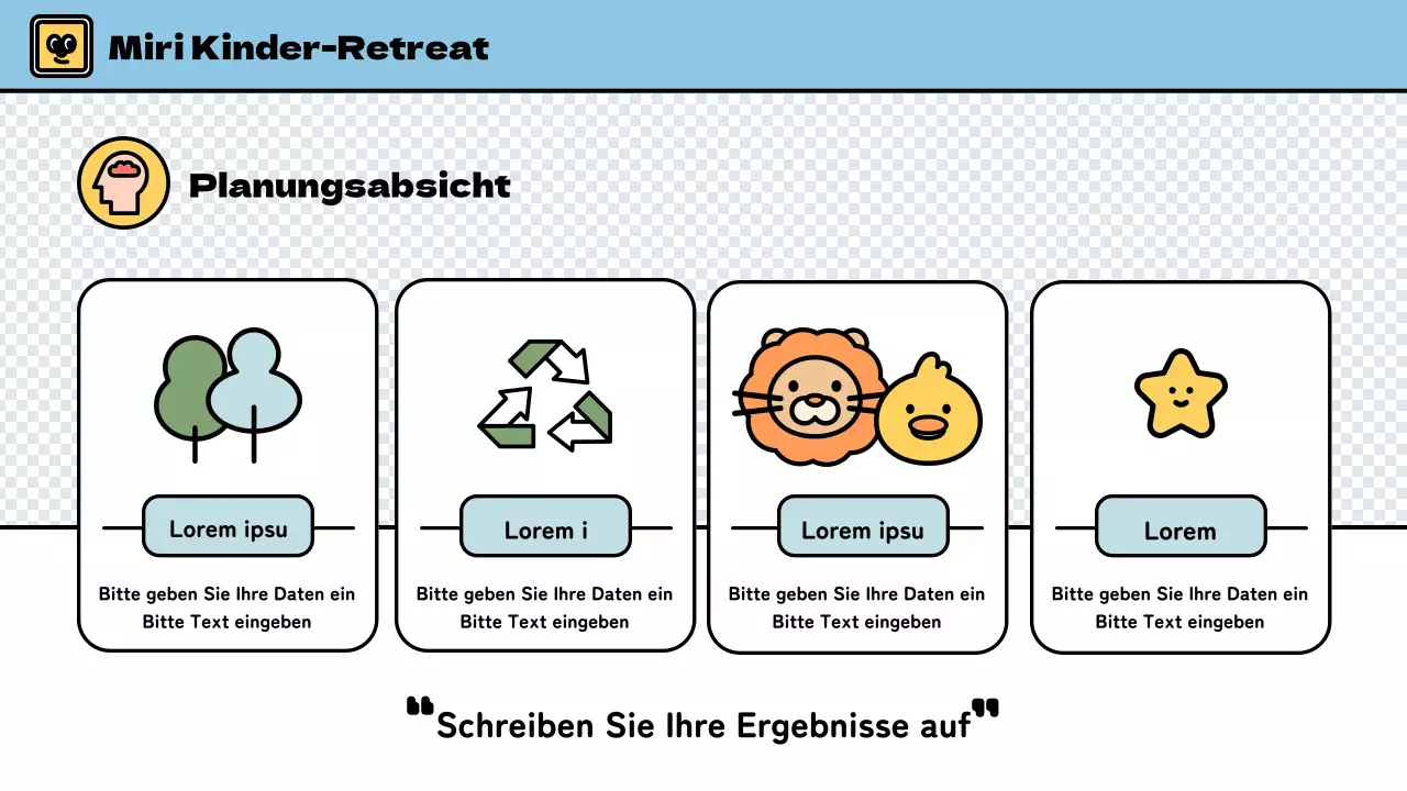 Kinder-Winterlager mit niedlichem Stil in Hellblau und Grün