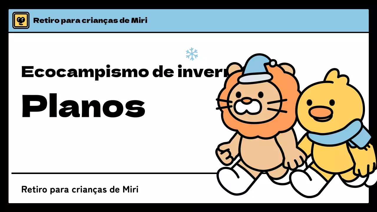 Acampamento de inverno para crianças com um estilo giro em azul claro e verde