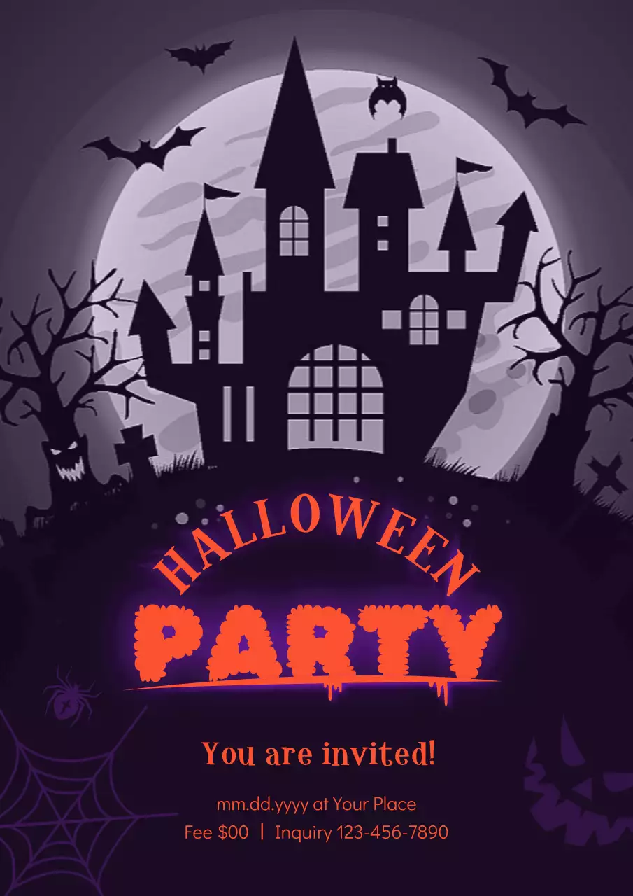 Purple Gothic Halloween Invitation Poster