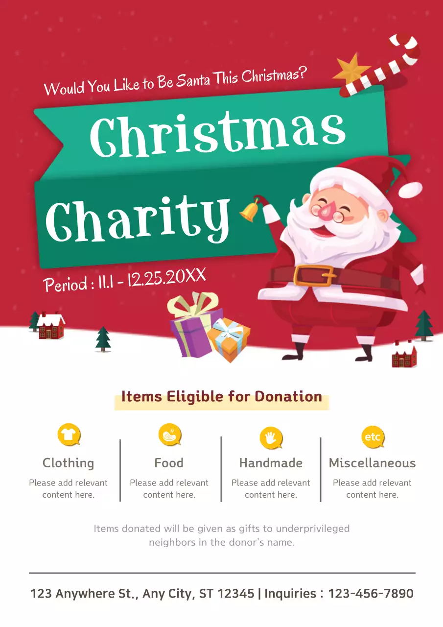 Red Classic Christmas Charity Promotion Poster