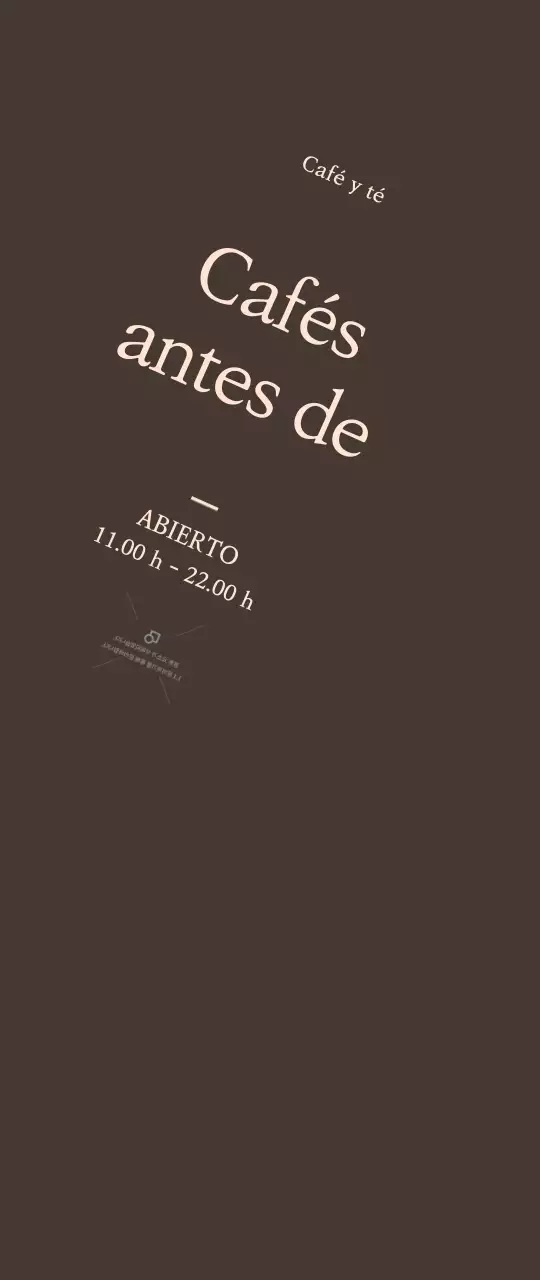 Promoción de apertura de pequeña cafetería sobre fondo marrón