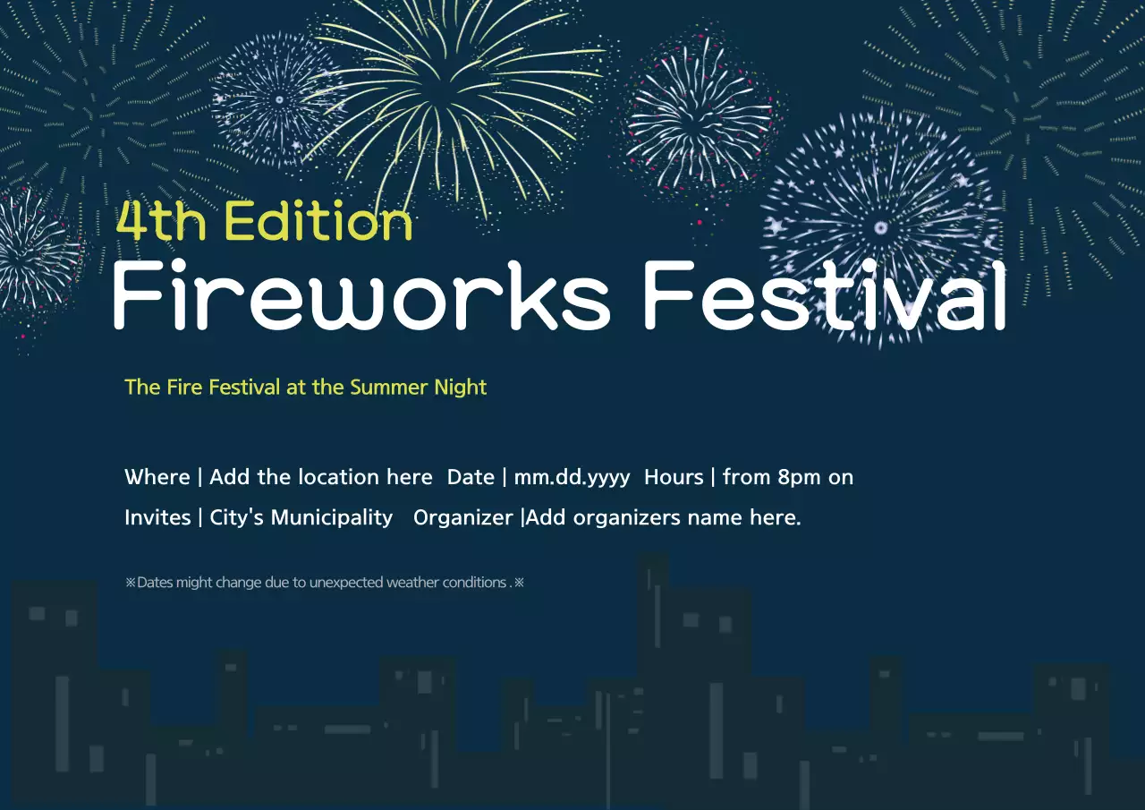 Navy Modern Fireworks Event Poster