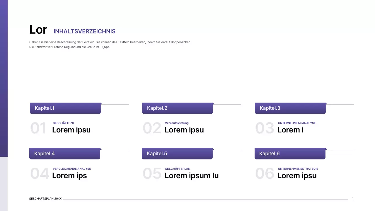 Business-Plan-Präsentation Kit mit lila Gradient Index-Konzept