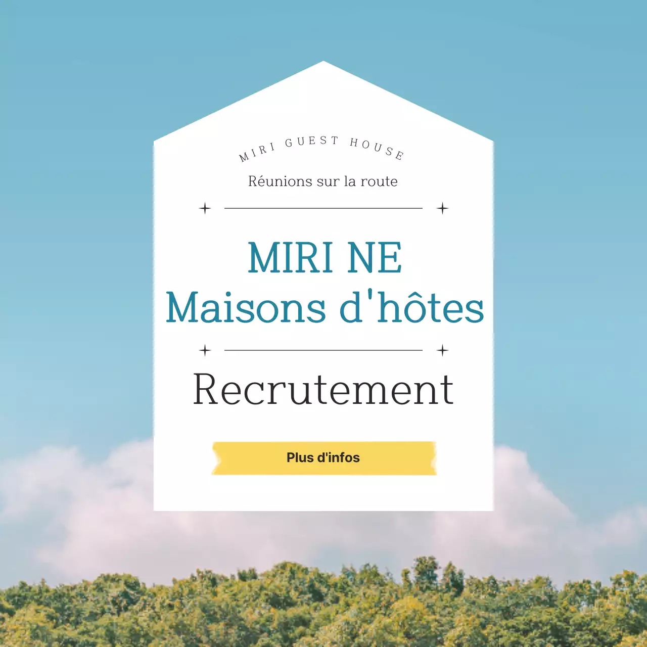 Maison d'hôtes de destination sur l'île de Jeju avec un fond de photographie de paysage émotionnel et apaisant en bleu et jaune.