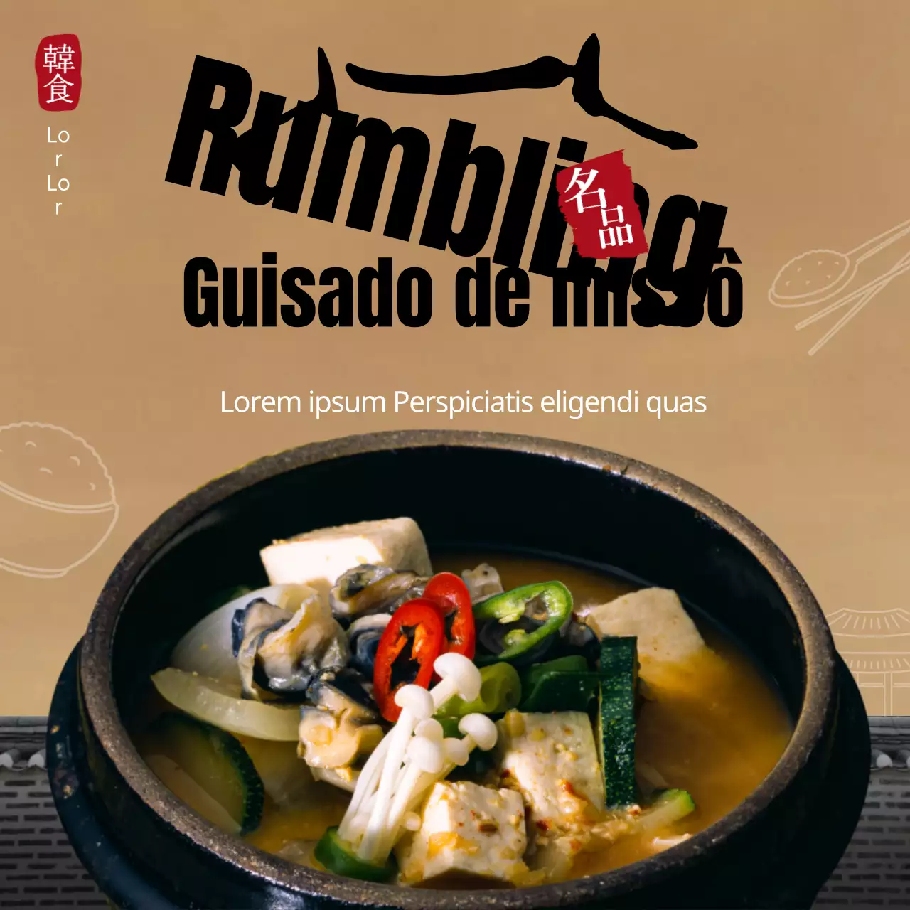 Ensopado de miso Oolong Tema coreano