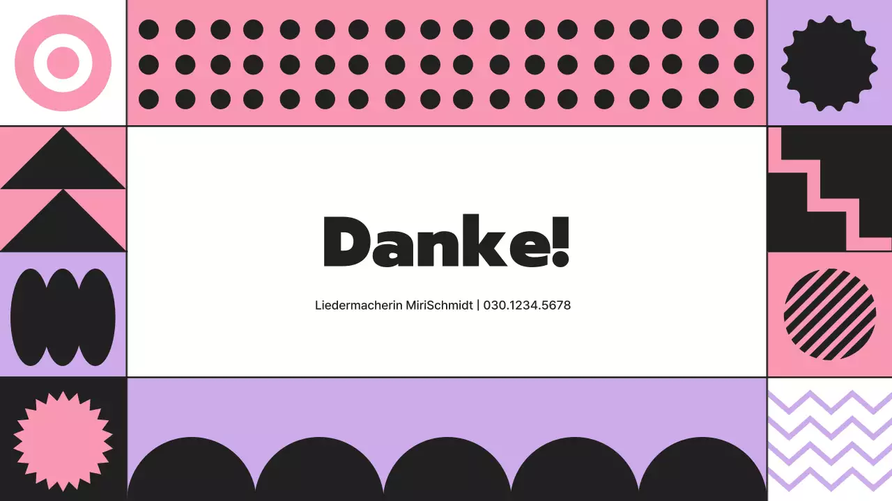 Portfolio des Komponisten mit rhythmisch-geometrischen Elementen